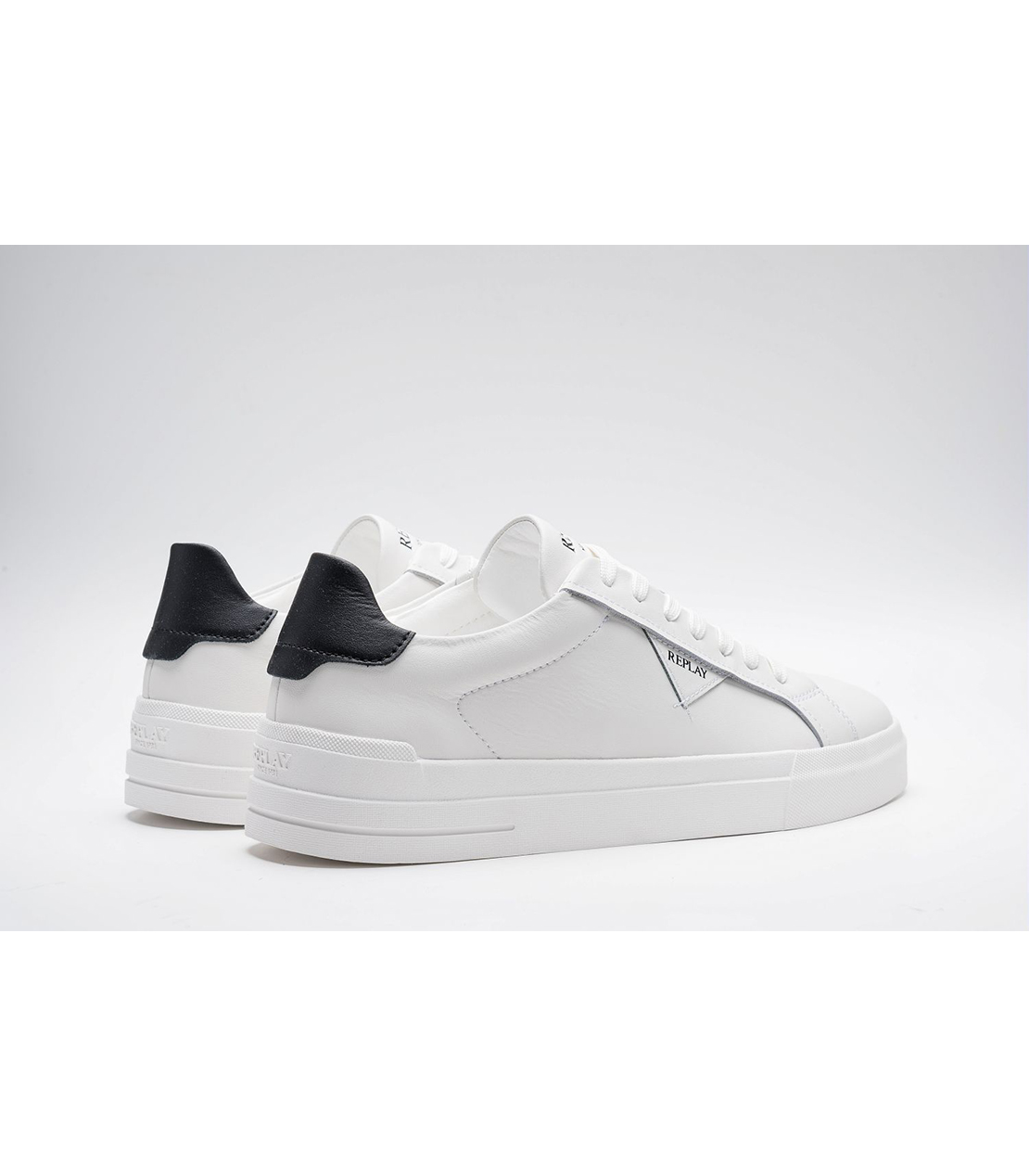 レースアップホワイトレザースニーカー 詳細画像 ホワイトブラック 2